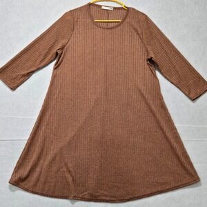 Forever Rose Couture Brown Ribbed Knit A-Line Dress Plus Size 2X 
ptp: 22.5